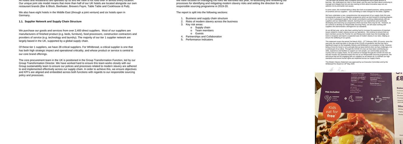 Premier Inn Woking West (A324) hotel Menu