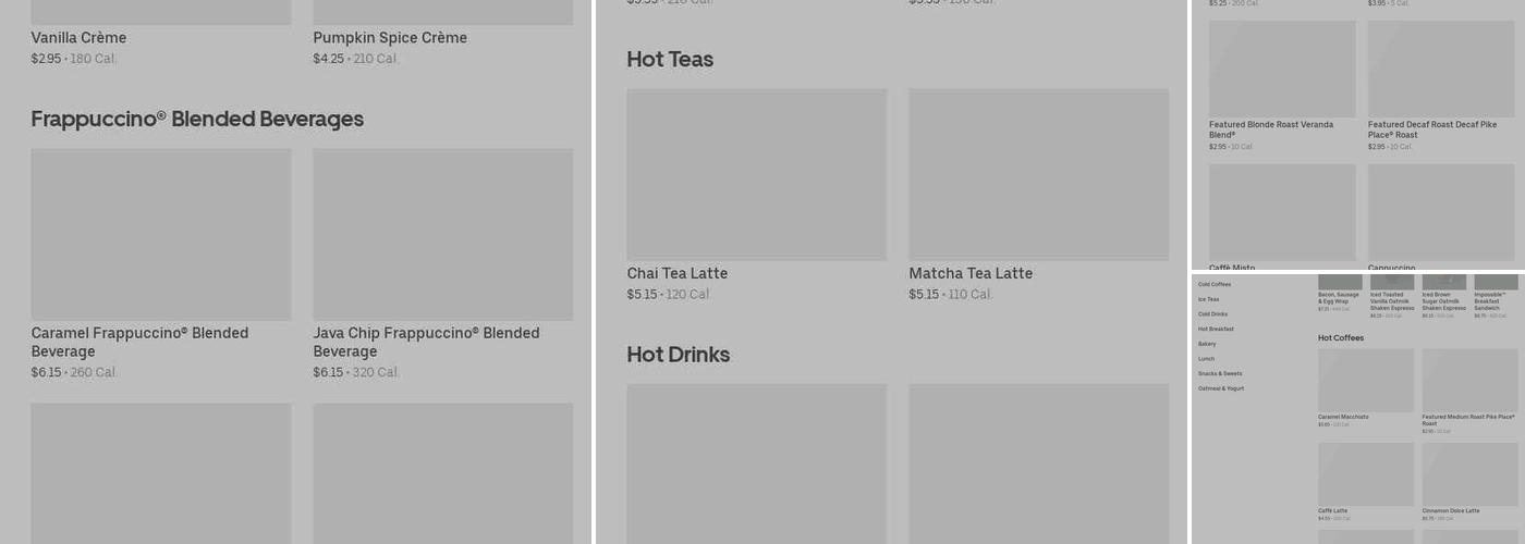 Starbucks Coffee Company Menu