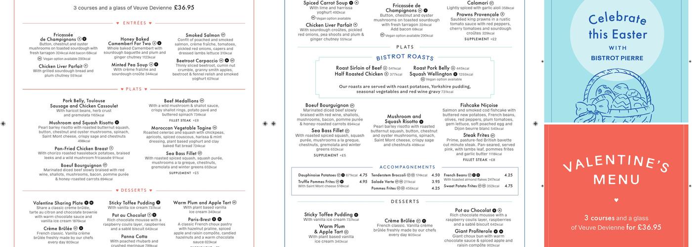 Bistrot Pierre Menu