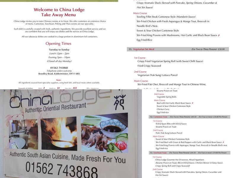 China Lodge Menu