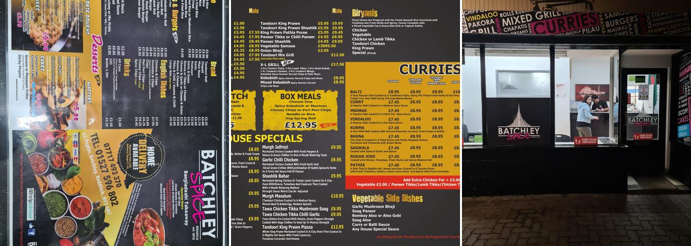 Batchley Spice Menu