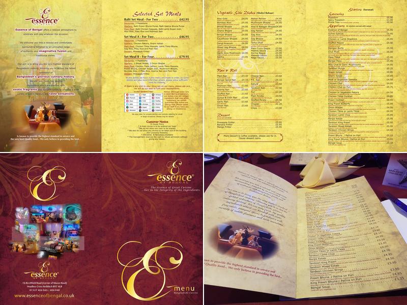 Essence of Bengal Restaurant Menu