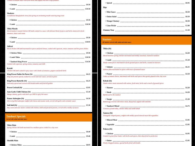 Bombay Palace Menu