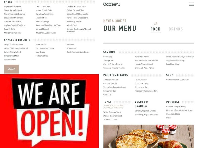 Coffee#1 Weston-Super-Mare Menu