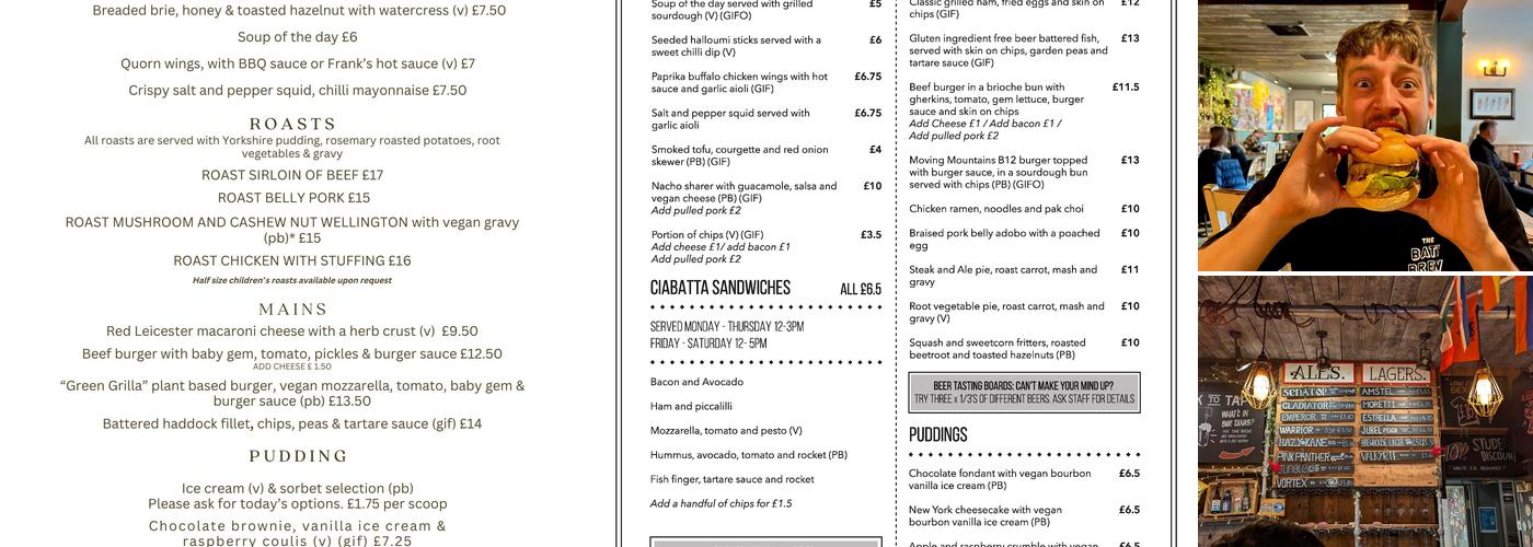 The Bath Brew House Menu