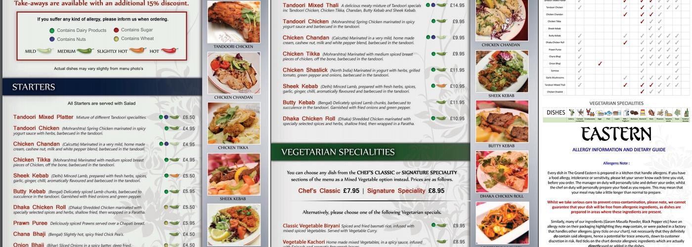 The Grand Eastern Bath Menu