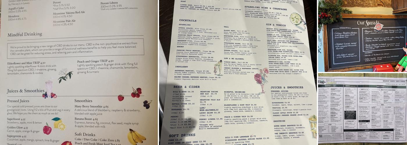 Bill's Bath Restaurant Menu