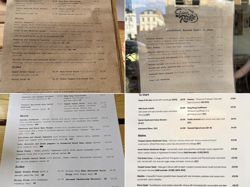 The Green Rocket Menu