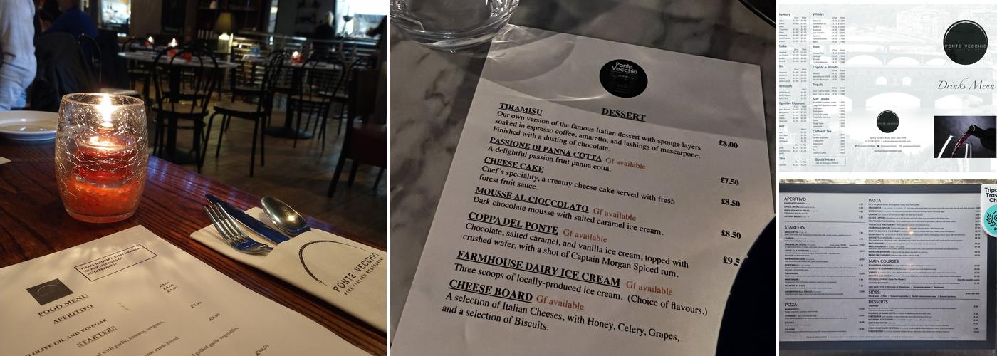 Ponte Vecchio Menu