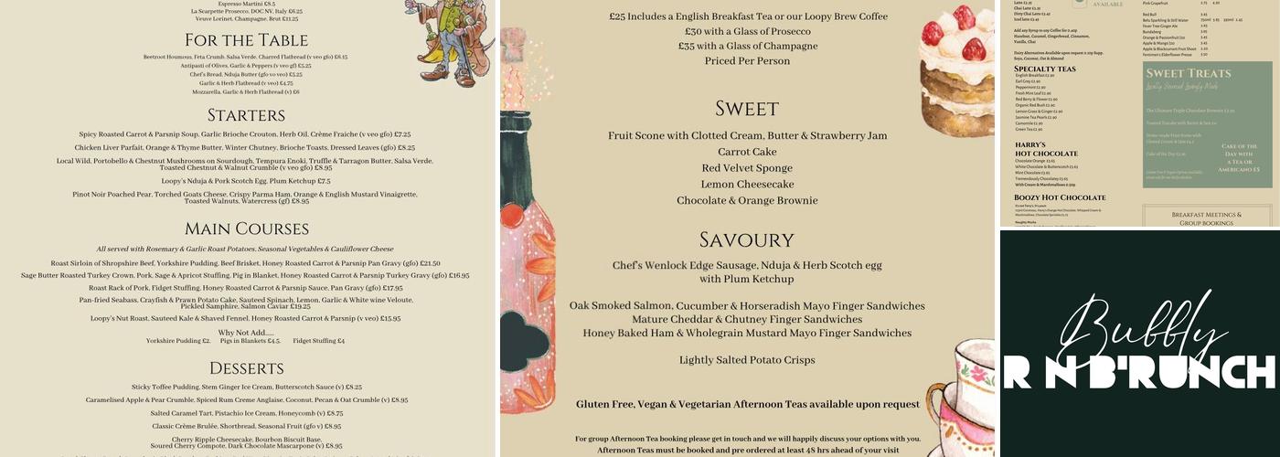 The Loopy Shrew Menu