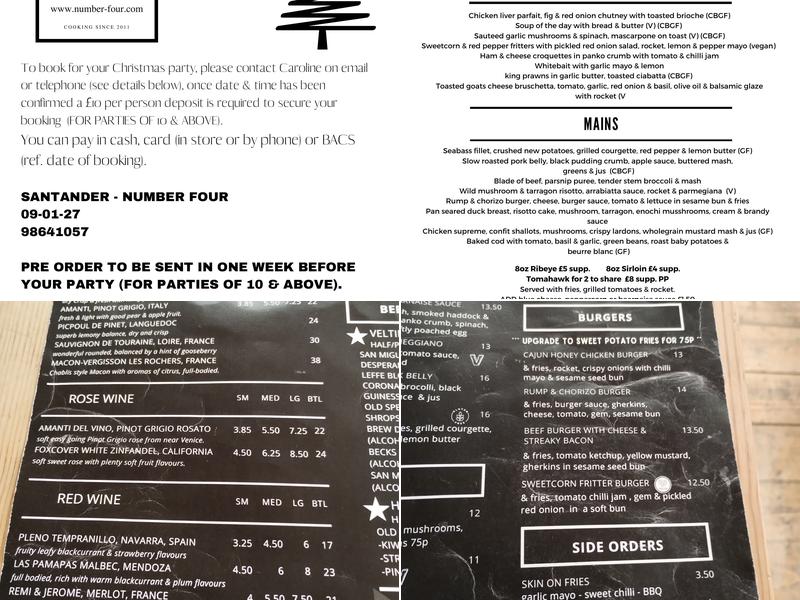 Number Four Menu