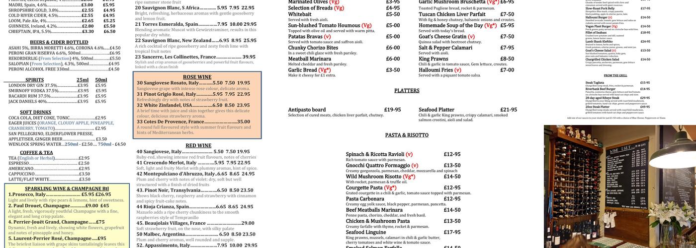 Riverbank Bar + Kitchen Menu
