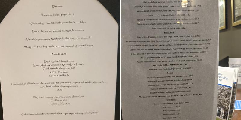 Best Western Valley Hotel Menu