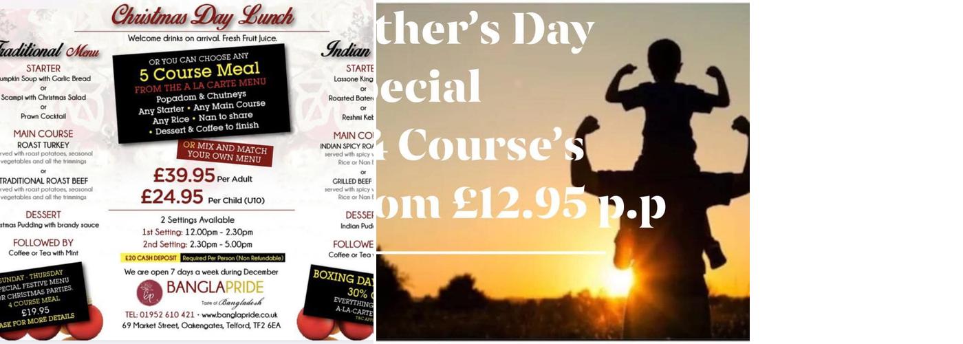 Bangla Pride Telford Ltd Menu