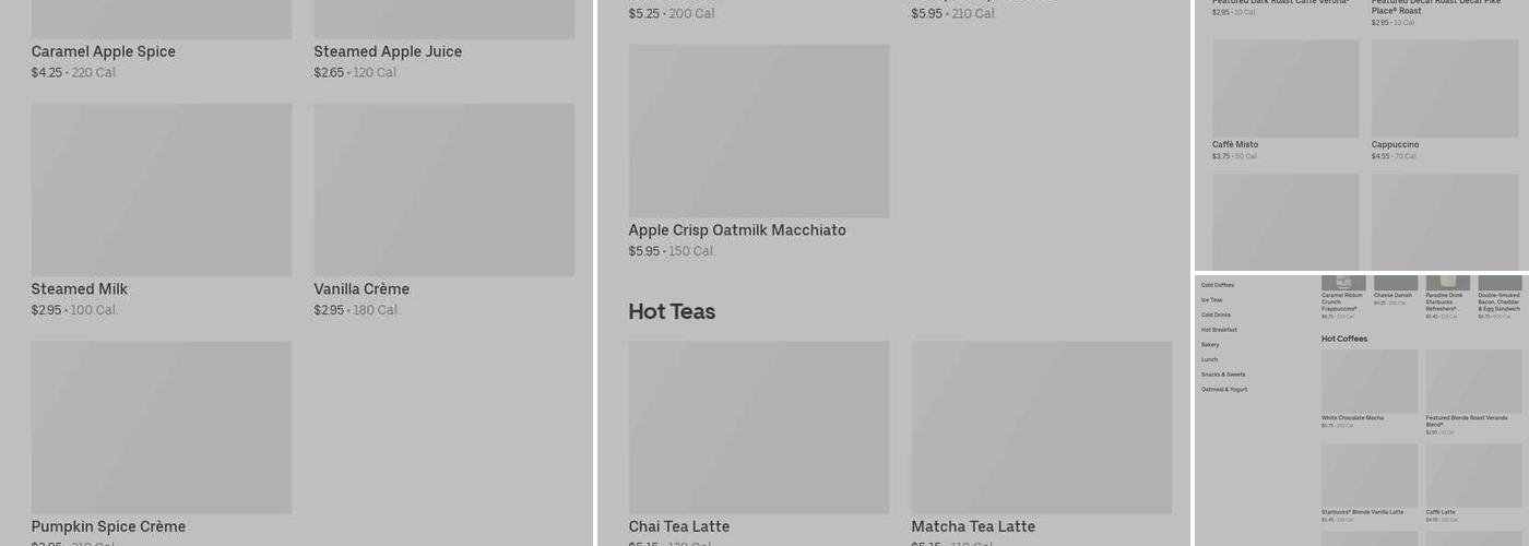 Starbucks Coffee Company Menu