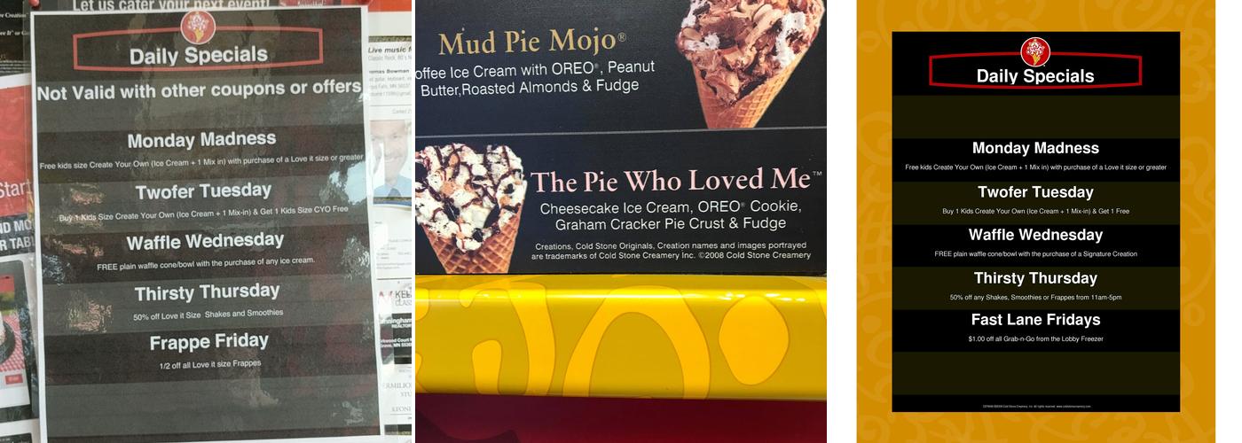 Cold Stone Creamery Menu