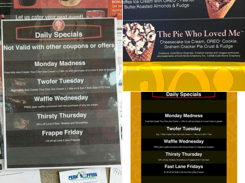 Cold Stone Creamery Menu