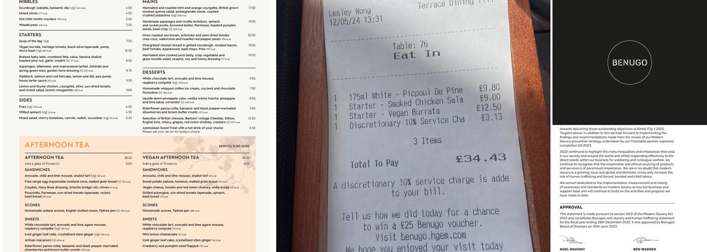 Ashmolean Rooftop Restaurant Menu