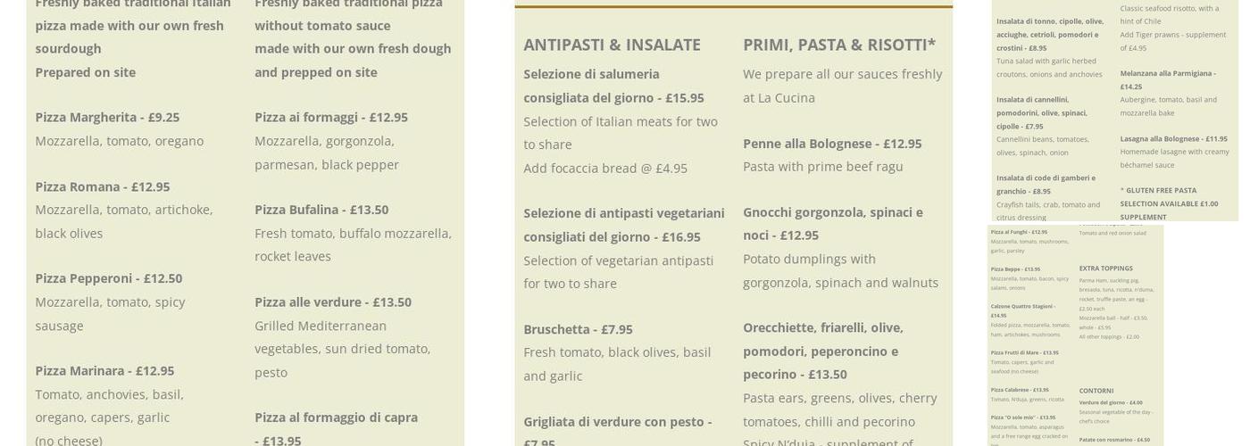 La Cucina Menu