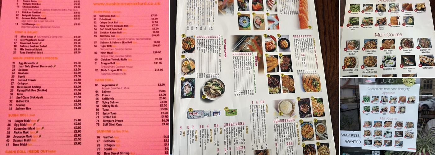 Sushi Corner Menu