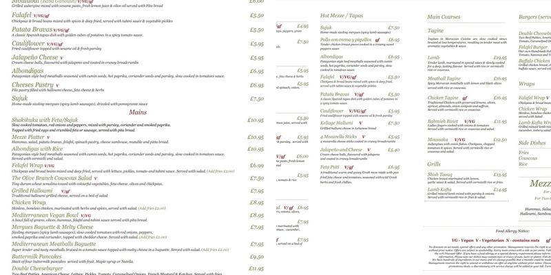 Upper Crust Oxford Menu