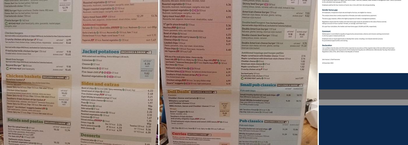 The Swan & Castle Menu