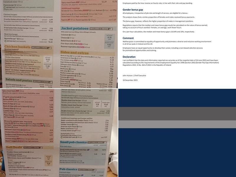 The Swan & Castle Menu