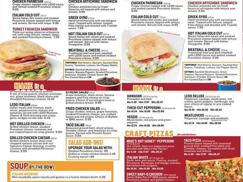 Ledo Pizza Montgomery Village, MD Menu