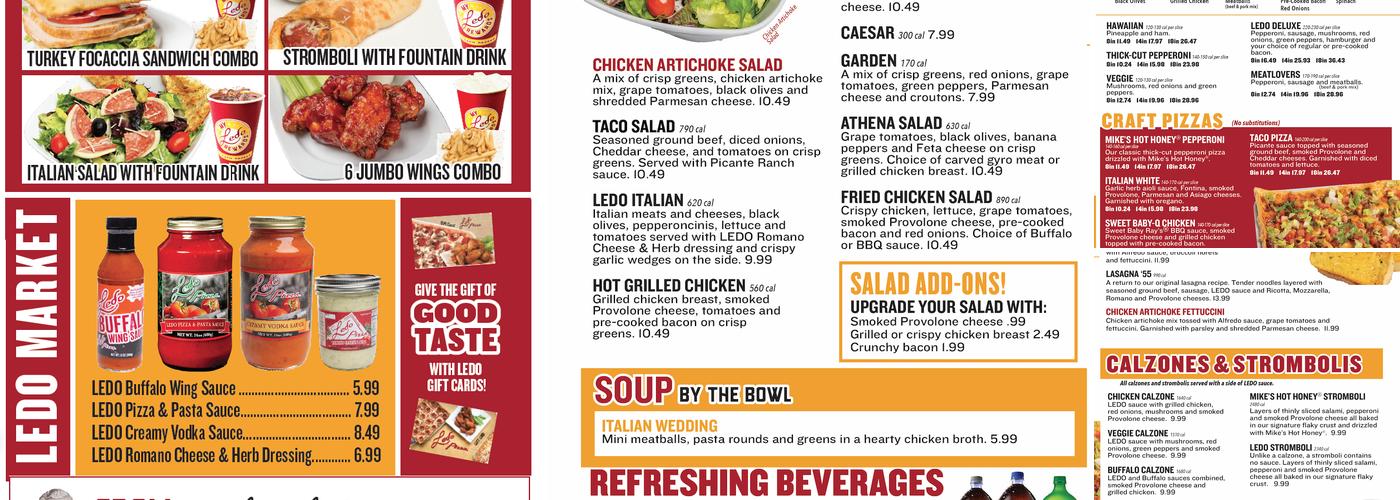 Ledo Pizza Menu