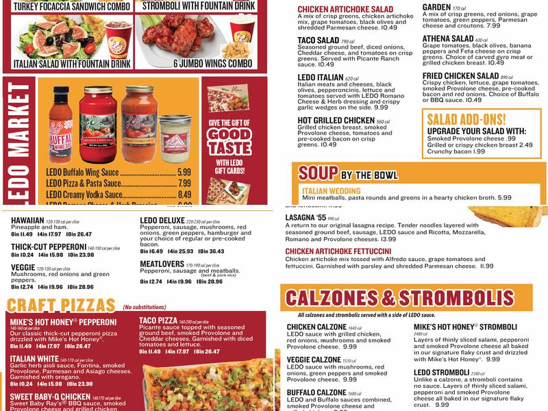Ledo Pizza Menu