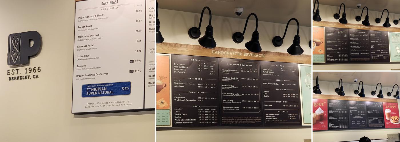 Peet's Coffee Menu