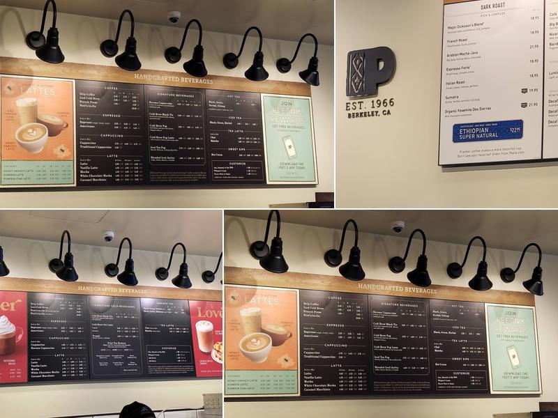 Peet's Coffee Menu