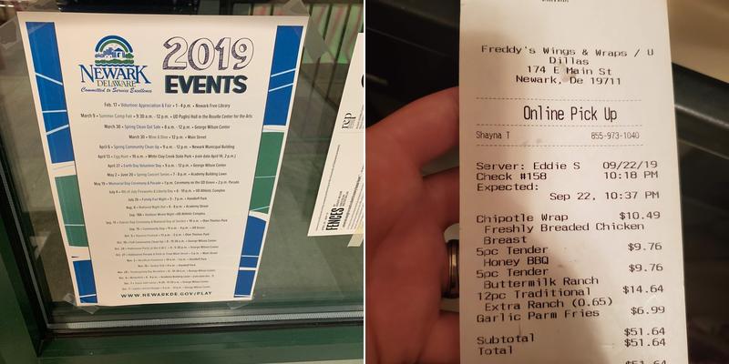 Freddy's Wings and Wraps Menu