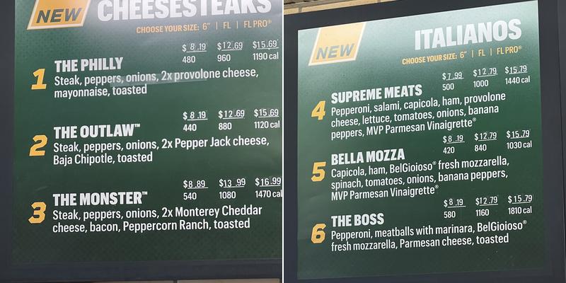 Subway Menu