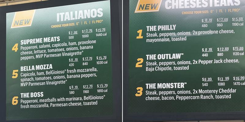 Subway Menu