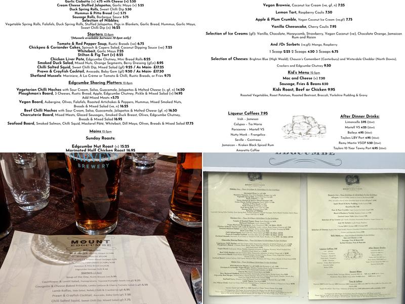 The Mount Edgcumbe Menu