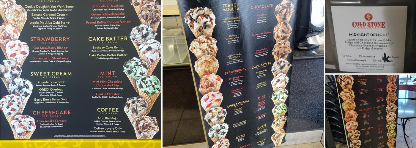 Cold Stone Creamery Menu