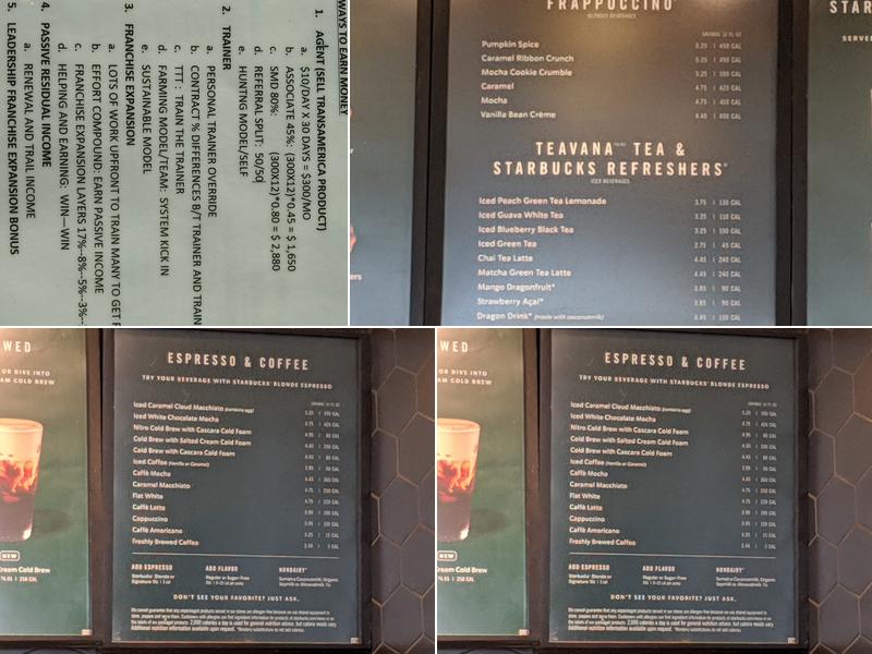 Starbucks Coffee Company Menu