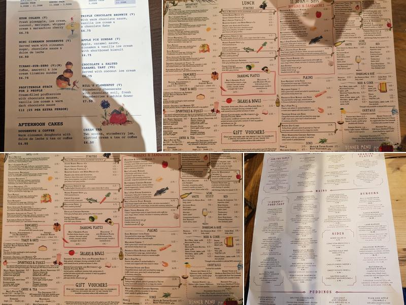 Bill's St Albans Restaurant Menu