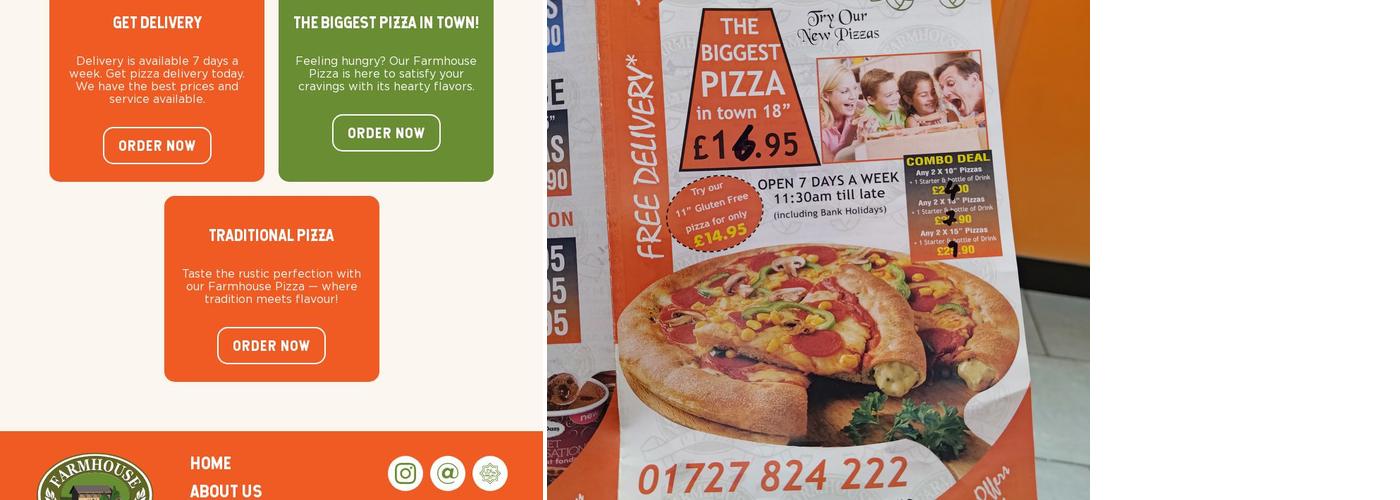 Farmhouse Pizza Menu