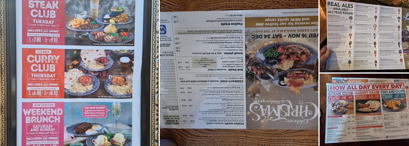 Waterend Barn - JD Wetherspoon Menu