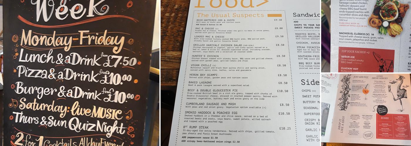 Blacksmiths Arms Menu