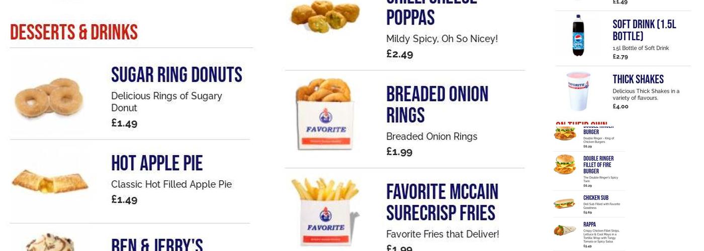 Favorite Chicken & Ribs Stevenage Menu