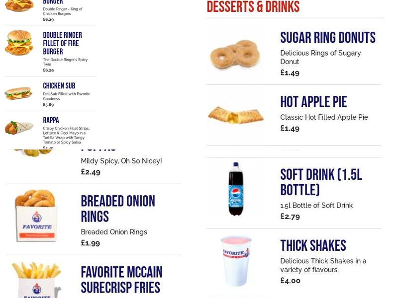 Favorite Chicken & Ribs Stevenage Menu