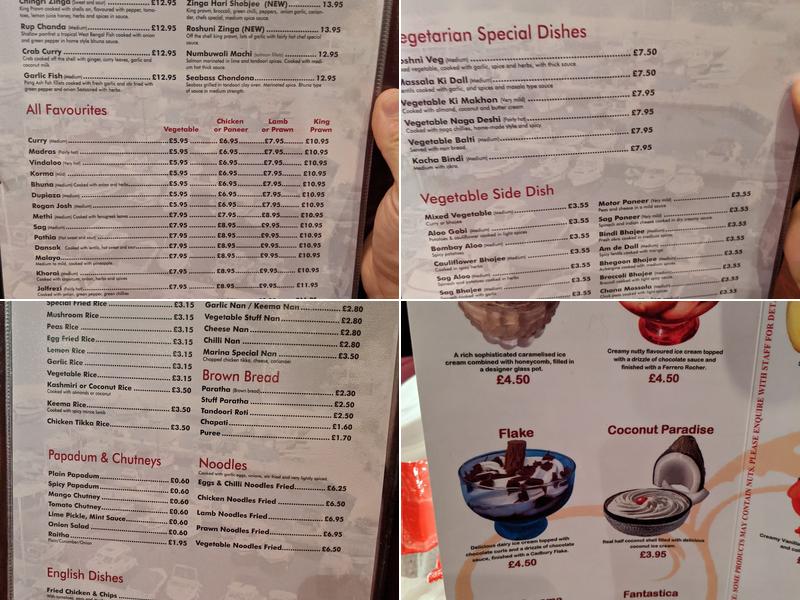 Marina Spice Lounge Menu