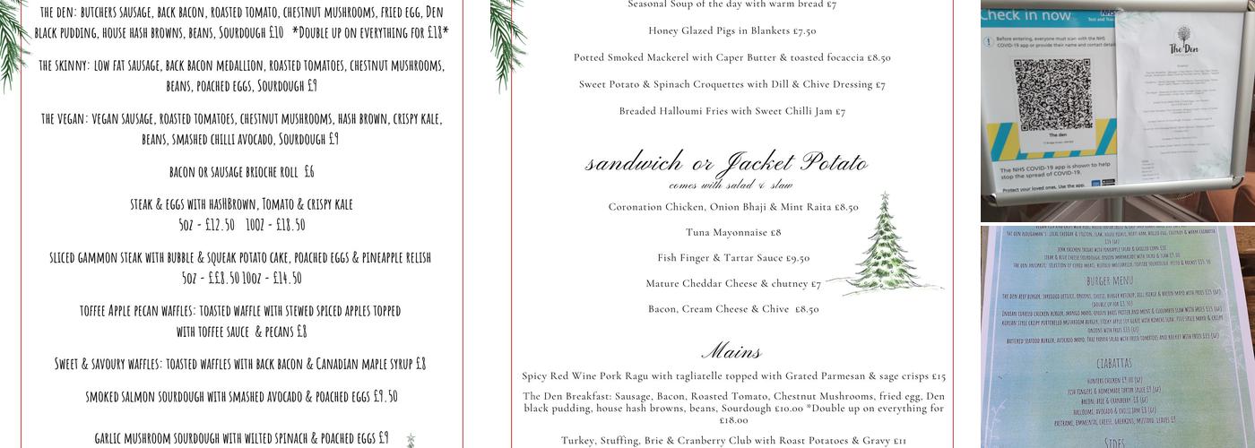 The Den Restaurant Menu