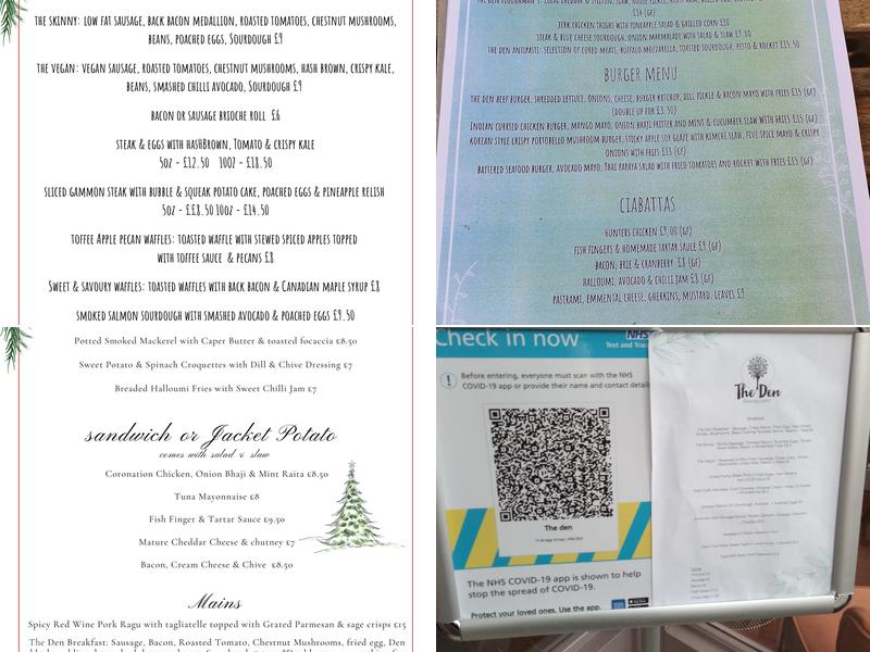 The Den Restaurant Menu