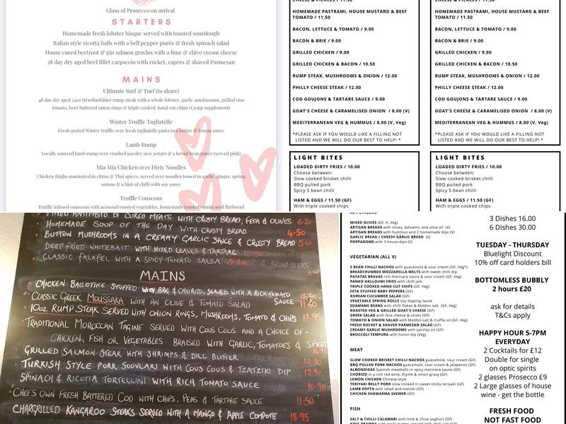 Gilbies Bar & Bistro Menu