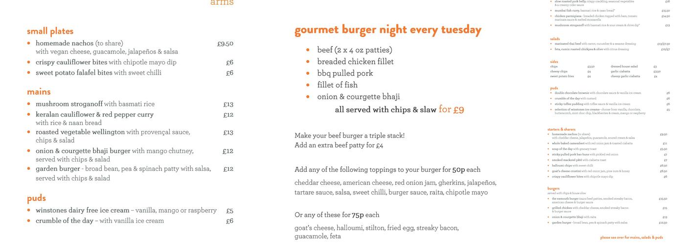 The Exmouth Arms Menu