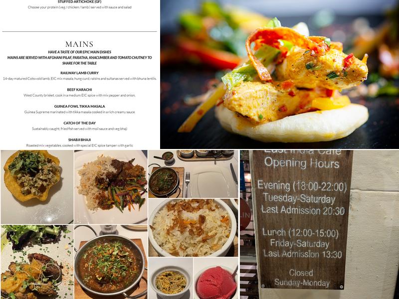 East India Cafe Menu